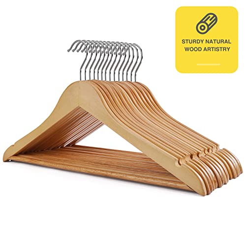 Wooden Hangers 30 Pack,Clothes Hanger for Daily Used,Smooth Finish Wood Hangers with Precisely Cut Notches,Coat Hangers, Heavy Duty Hanger for Shirt Suit Dress (Natural) - color: Natural