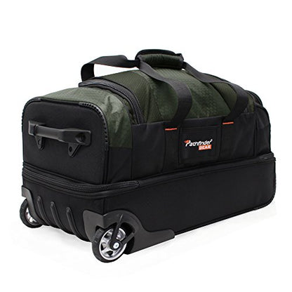 Pathfinder Gear 22 Inch Rolling Drop Bottom Duffel, Olive, One Size - color: Olive