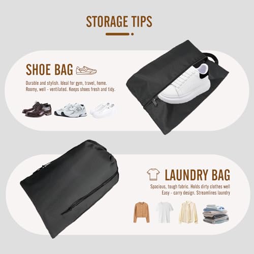 8 Set Compression Packing Cubes for Travel, Expandable Luggage Organizer with Shoe Bag & Laundry Bag - Lightweight Suitcase & Backpack Travel Essentials (Black) - color: Black