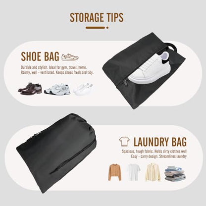 8 Set Compression Packing Cubes for Travel, Expandable Luggage Organizer with Shoe Bag & Laundry Bag - Lightweight Suitcase & Backpack Travel Essentials (Black) - color: Black