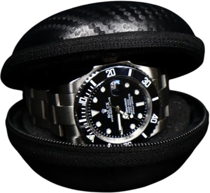 TimepieceVault - Protective Travel Watch Case Box Luxury Single Storage for Wristwatches & Smart Watches | Shockproof Watch Vault (Fits 21mm-55mm)