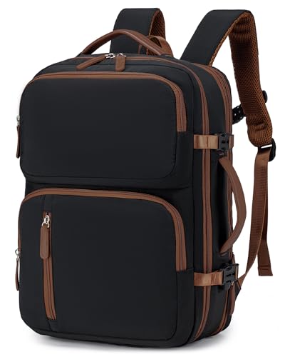 17x13x9 Personal Item Bag Travel Backpack for Men Women 43x33x15 Travel Bag Expandable with USB Charging Port 180°Full Open Access Laptop Backpack,Black - color: Black