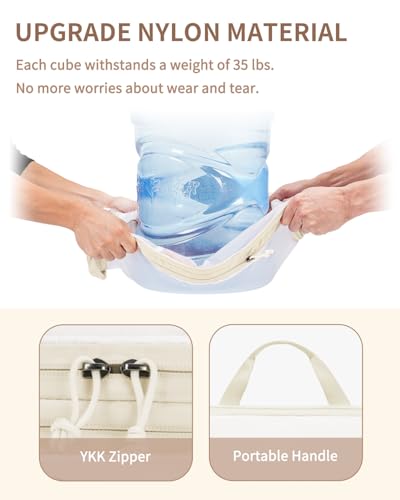 ECOHUB 6 Set Compression Packing Cubes, Lightweight Beach Vacation Travel Essentials Durable Travel Accessories for Suitcase Carry On Luggage Organizer Bags with YKK Zippers Shoe Bag, Beige - color: Beige