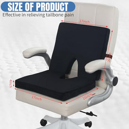 BALAPET Lumbar Support Seat Cushion,Ergonomic Lumbar Support for Posture Correction Cushion and Tailbone Pain Relief, Foldable and Portable Back Rest Coccyx Pillow for Office Chair,Car,Travel(Black)