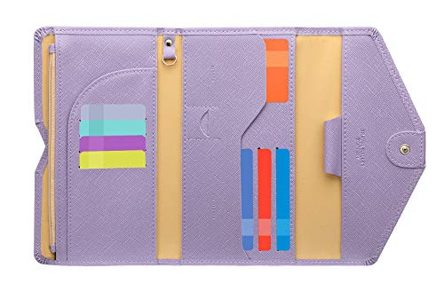 ZOPPEN Mulit-purpose Rfid Blocking Passport Holder Travel Wallet (Ver.4) Passport and Vaccine Card Holder ComboTri-fold Document Organizer Travel Essentials - color: #10 Lavender