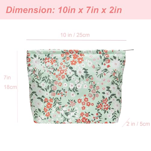 PAZIMIIK Makeup Bag Large Cotton Zipper Pouch for Purse Travel Canvas Make Up Organizer for Women Cosmetic,Brocade Green - color: Brocade Green