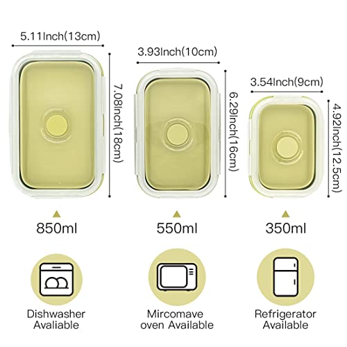 Collapsible Silicone Lunch Bento Box, Portable Food Storage Container Outdoor Picnic Box Space Saving, Microwave, Dishwasher and Freezer Safe, 3 Pcs Set (Green) - color: Green