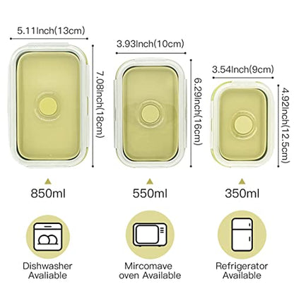 Collapsible Silicone Lunch Bento Box, Portable Food Storage Container Outdoor Picnic Box Space Saving, Microwave, Dishwasher and Freezer Safe, 3 Pcs Set (Green) - color: Green