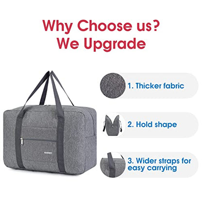 For Spirit Airlines Personal Item Bag Foldable Travel Duffel Bag Tote Carry on Luggage Duffle Overnight for Women and Men - color: 1112-Thick Series Grey