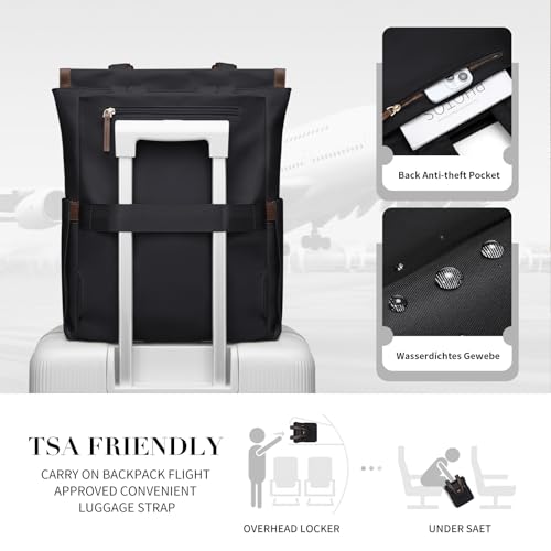 GOLF SUPAGS Convertible Laptop Backpack for Women Casual Daypack Notebook Tote Bag for Work College Travel Leisure (Black) - color: Black-n