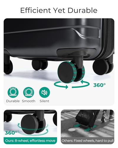 BAGSMART Carry On Luggage 22x14x9 Airline Approved with Spinner Wheels,Lightweight 20 Inch Luggage with TSA Lock,Expandable Hard Shell Carry On Suitcases for Men Women,Black - color: Black