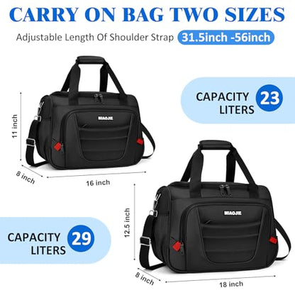 Underseat Carry On luggage Bag Airplanes Personal Item Bags Weekender Overnight Travel Tote Bag Shoulder Small Softside Carry on Luggage Travel Duffel Bags For Men Women -18 IN Black - color: Black, size: 18 IN