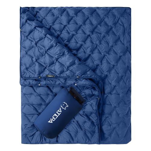 ATEPA Wearable Sleeping Bag Blanket Poncho, Recycled Water-Resistant Camping Poncho, Stadium Blanket for Outdoor Sports - color: Aero Camping Blanket Blue