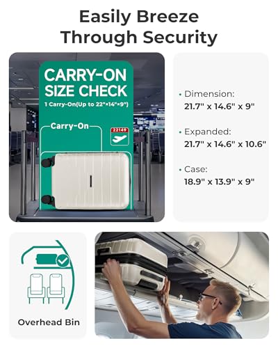 BAGSMART Carry On Luggage 22x14x9 Airline Approved with Spinner Wheels,Lightweight 20 Inch Luggage with TSA Lock,Expandable Hard Shell Carry On Suitcases for Men Women,White - color: White