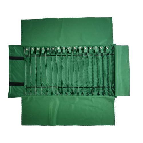 Portable Jewelry Roll Untangled Secure Necklace Travel Storage Bag Displays Holder 16 Chain (gray PU and green) - color: gray PU and green