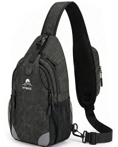 Sling Backpack for Women & Men, Crossbody Travel Bag with Water Bottle Holders, 17 Pockets, Quick-Access Phone Pocket, Hidden Security Pocket, Fits 11" Tablet, for Daily Carry, Travel, Theme Parks - color: A-black