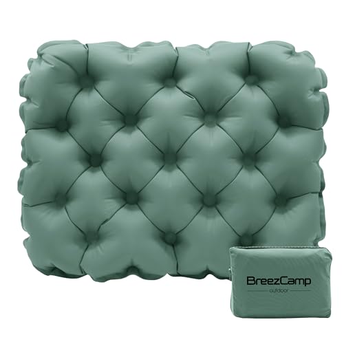 Inflatable Seat Cushion, Lightweight Stadium Seat Pad, Travel Air seat Cushion Anti-Slip for Airplane, Hiking, Climbing, Home and Camping,Olive Green