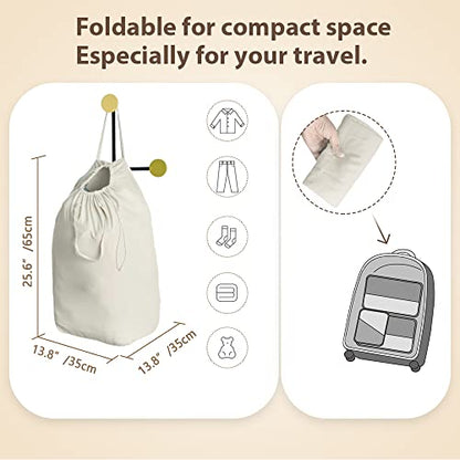 MCleanPin Washable Laundry Bags with Handles,140L Dirty Clothes Storage Bags for Laundry Hamper and Basket with Liner in College Dorm Travel, 2 Pack (Beige) - color: Beige