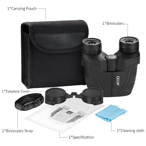 Occer 12x25 Compact Binoculars for Adults and Kids, Large Eyepiece Waterproof Binocular with Low Light Vision,High Powered Easy Focus Binoculars for Bird Watching,Outdoor Hunting,Travel,Sightseeing