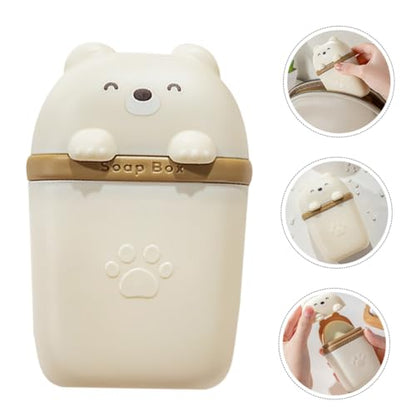 Portable Soap Holder with Lid Leakproof Travel Soap Container for Shower and Camping Creative Bear Design Multiuse Box with Drainage and Items