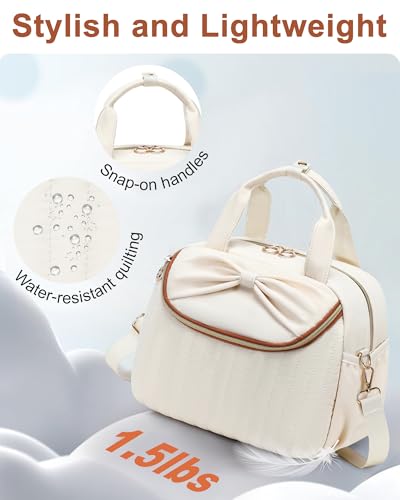 Bluboon Lunch Box for Women, Large Insulated Lunch Bag with Shoulder Strap, Adult Lunch Tote Teacher Nurse, Bow Lunch Cooler Gifts for Work Picnic Travel, Black (Biege) - color: Beige