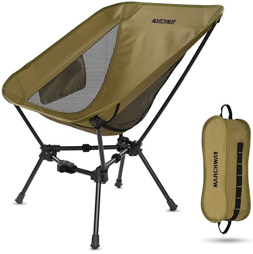 MARCHWAY Lightweight Folding Camping Chair, Portable Foldable Compact for Outdoor Camp, Travel, Beach, Picnic, Festival, Hiking, Backpacking, Supports 330Lbs (Khaki) - color: Khaki