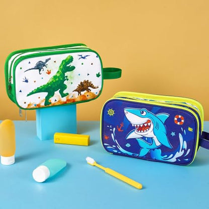 Dinosaur Toiletry Bag - Travel Toiletry Bag for Boys Kids Christmas Birthday Gift Toiletries Makeup Cosmetic Pouch Camping Traveling Toiletry Case Water-resistant Wash Bag Dopp Kit with Mesh Pocket - style: Dinosaur C