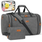 Canvas Mens Duffle Bag for Travel - Expandable 50L Weekender Bags with Toiletry Bag, Overnight Bag Travel Duffel Carry On Luggage with Removable Shoulder Strap, Durable & Water-Resistant - color: 3-Grey