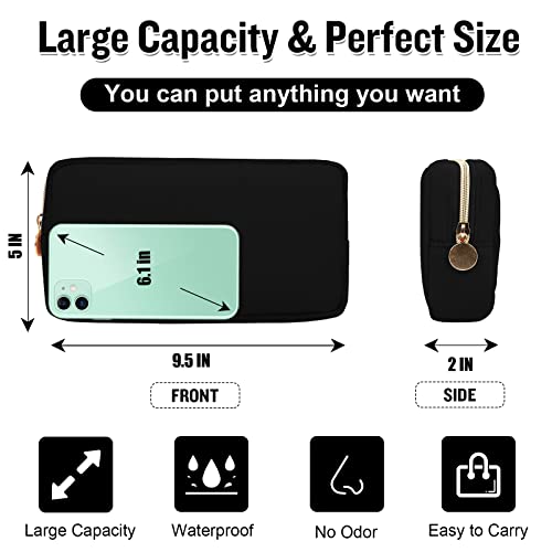 Nylon Small Makeup Bag for Purse, Cute Preppy Makeup Bag Cosmetic Zipper Pouch Purse, Waterproof Portable Travel Toiletry Bag Coin Pouch Clutch Makeup Brush Bag Organizer Storage for Women Girls(Blue) - color: Black, size: Small