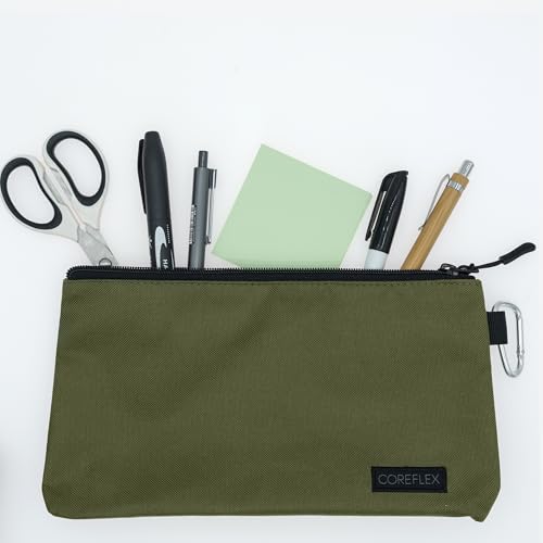 COREFLEX Premium Tool Pouch Zipper Bag, Small Tool Bag, Multipurpose Storage pouch, Heavy duty Flat Bottom Tool bag with YKK Zipper (3 pack Small 8inch) - size: 3 pack Small 8inch Khaki