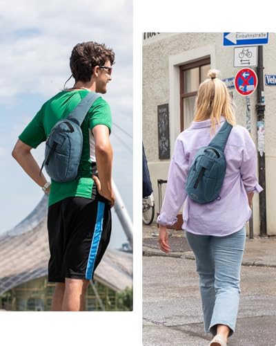 WATERFLY Small Crossbody Sling Backpack: RFID Blocking Anti Theft Sling Bag Travel Daypack Man Woman - color: Blue