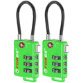Forge TSA Approved Luggage Locks, Re-settable Combination with Alloy Body(Green 2 Locks) - color: Green 2 PK