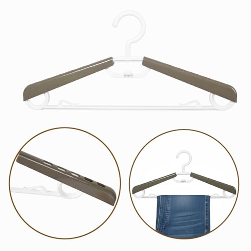 6-Pack Heavy Duty Plastic Extra-Wide Arm 15"-23" Suits Clothes Hangers with Swivel Hooks,Perfect for Coat,Jacket,Dress,Shirt,Trousers or Closet Space Saving,Grey&White - color: Grey&white