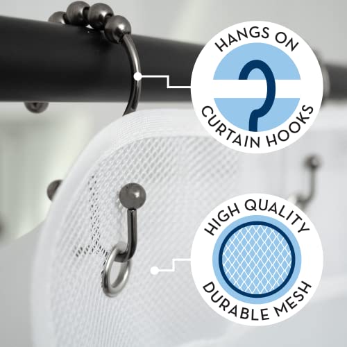 S&T INC. Shower Organizer, Shower Caddy & Bathroom Organizer, 2 Pack, White | Quick Drying Mesh, 7 Pockets to Hold Shampoo, Soap, Loofah, and Cruise Ship Essentials - color: White
