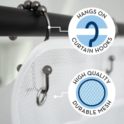 S&T INC. Shower Organizer, Shower Caddy & Bathroom Organizer, 2 Pack, White | Quick Drying Mesh, 7 Pockets to Hold Shampoo, Soap, Loofah, and Cruise Ship Essentials - color: White