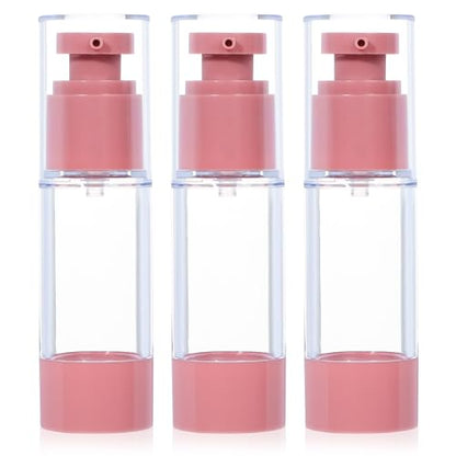 1oz 30ml Airless Pump Bottles, Refillable Leak Proof Travel Pump Bottle Toiletry Cosmetic Skincare Containers for Lotion Toner Gel Foundation (3 Pieces) - color: Pink