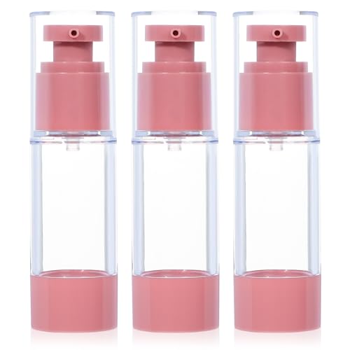 1oz 30ml Airless Pump Bottles, Refillable Leak Proof Travel Pump Bottle Toiletry Cosmetic Skincare Containers for Lotion Toner Gel Foundation (3 Pieces) - color: Pink