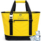 Soft Sided Cooler Tote Bag – Waterproof Leakproof Insulated Dry Bag Cooler with Zipper Top, Collapsible Beach, Pool, Boat, Grocery Cooler (20 or 36 Cans) - color: Yellow