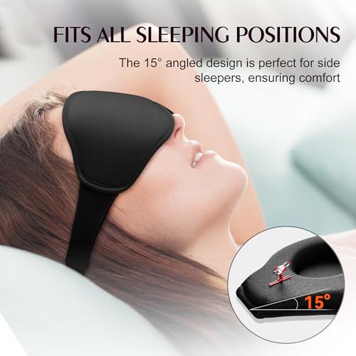 Sleep Eye Mask Blackout Lightweight: Side Sleep 3D Contoured for Lash Extensions - Zero Eye Pressure Adjustable Strap Washable (Cloud Black & Cloud Pink) - color: Cloud Black & Cloud Pink