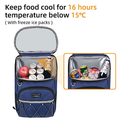 Backpack Cooler Backpack 26 Cans Insulated Leak Proof for Women Men Beach Camping Picnic Fishing Hiking Lunch Backpack Waterproof Cooler - color: Blue, size: Medium