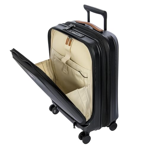 Bric's Taormina Ultra-Light Carry-On Spinner – Airline Approved Expandable Hard Shell Suitcase with TSA Lock, Anti-Tamper Zippers & Built-In USB Port - 21 Inch with Pocket, Black - color: Black, size: Carry-On w/ Front Pocket