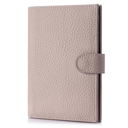 RFID Blocking Passport Holder for Travel Women – Leather Passport Holder for Men with Card Slots, Coin Wallet & SIM Slot – Slim Genuine Leather Travel Organizer – Mauve Pink - color: Mauve Pink