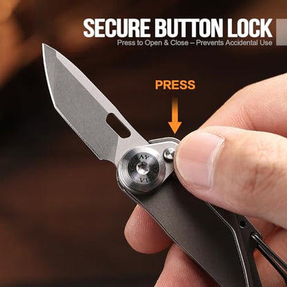 TACRAY Vinto 5-in-1 Titanium Small Pocket Knife – Ultra-Light Mini EDC Multitool Utility Knife with Folding Blade, Seatbelt Cutter, Bottle Opener & Screwdriver, Compact Everyday Carry - color: Grey-Ti