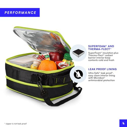 Arctic Zone Ultimate Upright Expandable Lunch Pack, Dual Compartment Insulated - Black - color: Black