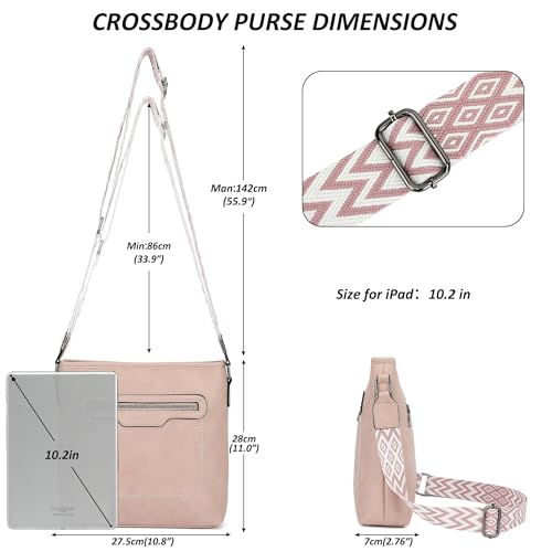 TANTOMI Crossbody Bags for Women Casual Crossbody Purses for Women Travel Shoulder Bag Handbags with Adjustable Strap - color: Dusty Pink