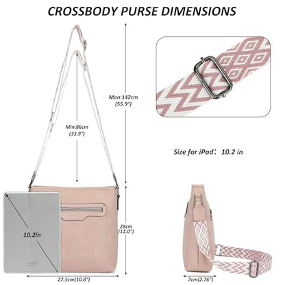 TANTOMI Crossbody Bags for Women Casual Crossbody Purses for Women Travel Shoulder Bag Handbags with Adjustable Strap - color: Dusty Pink