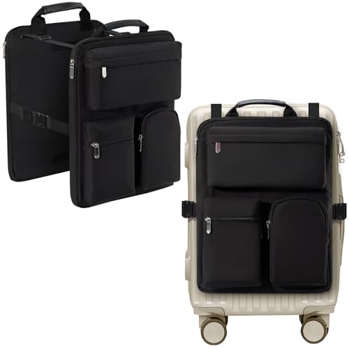 Over Luggage Organizer Bag for Suitcase with Multi Pockets, 16” Laptop Bag with Handle, Portable Travel Organizer Bags for Luggage with Adjustable Straps, Tote Carry Bag for Men Women(Black) - color: Black