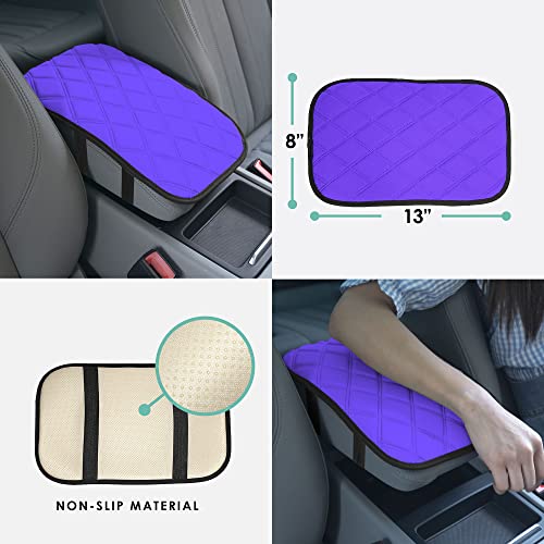 FH Group Neosupreme Purple Diamond Pattern Center Console Pad – Water-Resistant Armrest Cover Protector for Cars, SUVs & Trucks - color: Purple, style: Console Cover (Diamond)