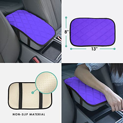 FH Group Neosupreme Purple Diamond Pattern Center Console Pad – Water-Resistant Armrest Cover Protector for Cars, SUVs & Trucks - color: Purple, style: Console Cover (Diamond)
