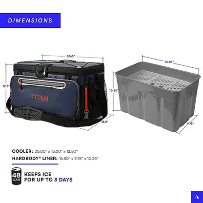 Titan by Arctic Zone Deep Freeze Cooler - Zipperless Hardbody Cooler - Deep Freeze Insulation, HardBody Liner, and SmartShelf - color: Navy Blue, size: 48 Can